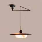 Lampa Wisząca Modernistyczna z Wysięgnikiem i Kloszem z Imitacji Alabastru