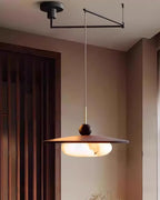 Lampa Wisząca Modernistyczna z Wysięgnikiem i Kloszem z Imitacji Alabastru