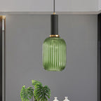 Lampa Wisząca Modernistyczna z Żebrowanym Kloszem Szklanym