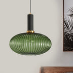 Lampa Wisząca Modernistyczna z Żebrowanym Kloszem Szklanym