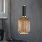 Lampa Wisząca Modernistyczna z Żebrowanym Kloszem Szklanym