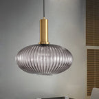 Lampa Wisząca Modernistyczna z Żebrowanym Kloszem Szklanym