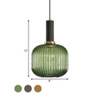 Lampa Wisząca Modernistyczna z Żebrowanym Kloszem Szklanym