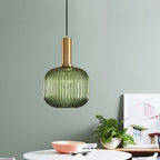 Lampa Wisząca Modernistyczna z Żebrowanym Kloszem Szklanym
