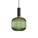 Lampa Wisząca Modernistyczna z Żebrowanym Kloszem Szklanym