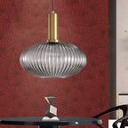 Lampa Wisząca Modernistyczna z Żebrowanym Kloszem Szklanym