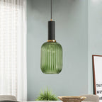 Lampa Wisząca Modernistyczna z Żebrowanym Kloszem Szklanym