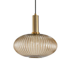 Lampa Wisząca Modernistyczna z Żebrowanym Kloszem Szklanym