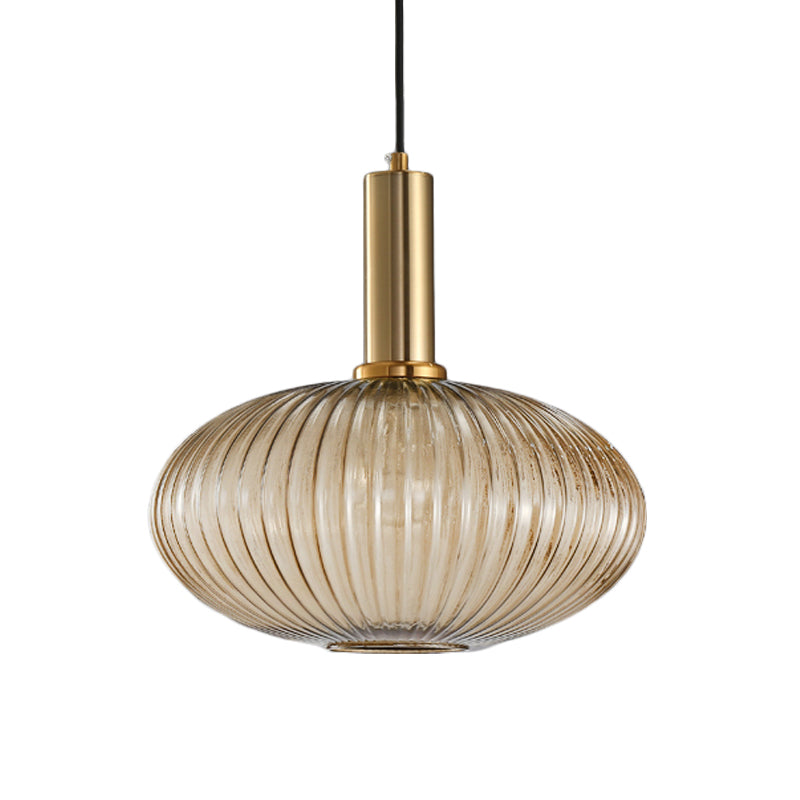 Lampa Wisząca Modernistyczna z Żebrowanym Kloszem Szklanym