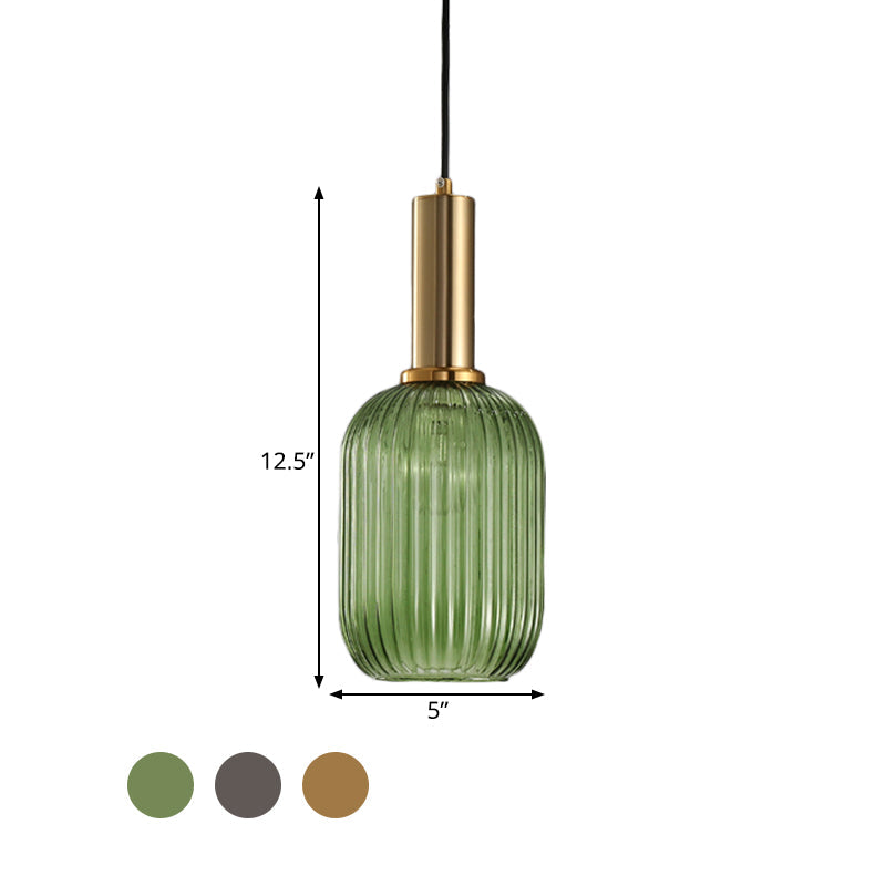 Lampa Wisząca Modernistyczna z Żebrowanym Kloszem Szklanym
