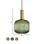 Lampa Wisząca Modernistyczna z Żebrowanym Kloszem Szklanym