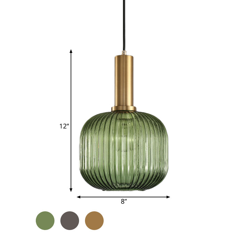Lampa Wisząca Modernistyczna z Żebrowanym Kloszem Szklanym