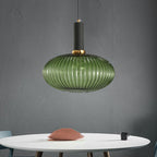 Lampa Wisząca Modernistyczna z Żebrowanym Kloszem Szklanym