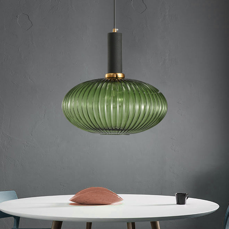 Lampa Wisząca Modernistyczna z Żebrowanym Kloszem Szklanym