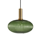 Lampa Wisząca Modernistyczna z Żebrowanym Kloszem Szklanym