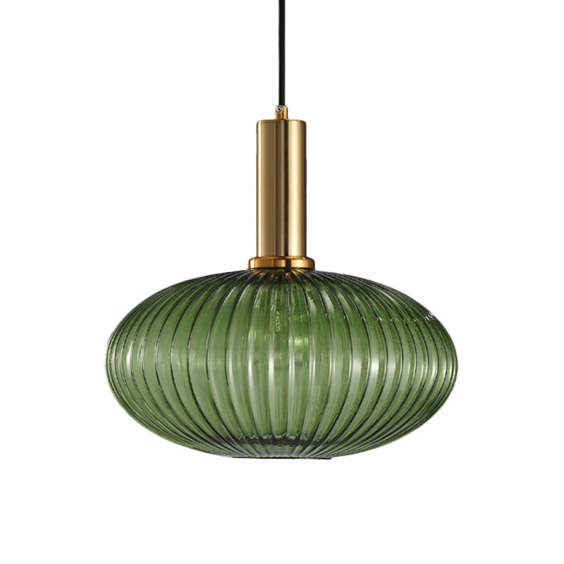 Lampa Wisząca Modernistyczna z Żebrowanym Kloszem Szklanym