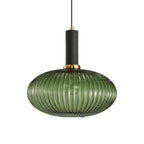 Lampa Wisząca Modernistyczna z Żebrowanym Kloszem Szklanym