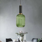 Lampa Wisząca Modernistyczna z Żebrowanym Kloszem Szklanym