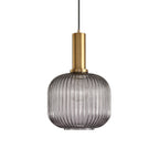 Lampa Wisząca Modernistyczna z Żebrowanym Kloszem Szklanym