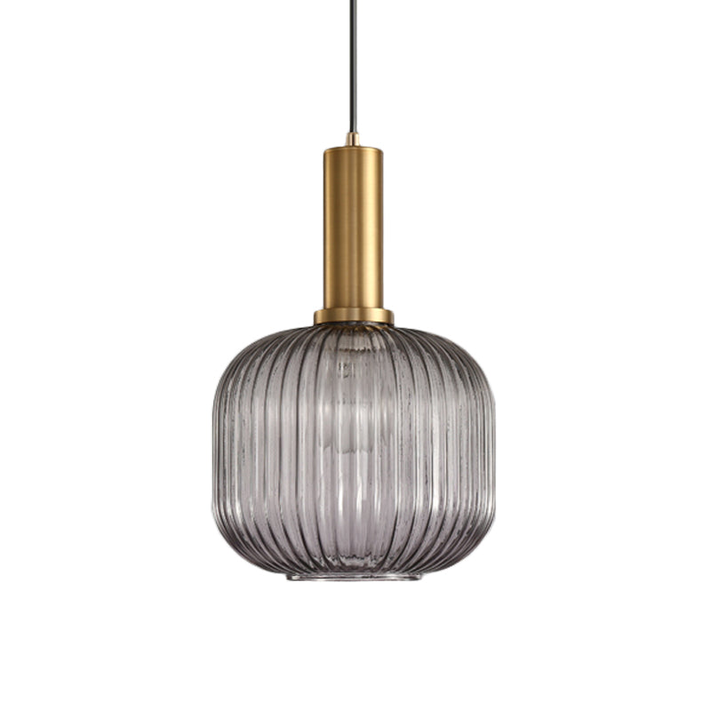 Lampa Wisząca Modernistyczna z Żebrowanym Kloszem Szklanym