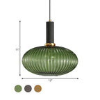 Lampa Wisząca Modernistyczna z Żebrowanym Kloszem Szklanym