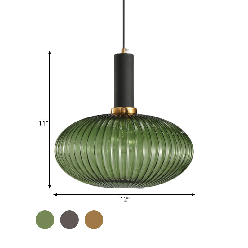 Lampa Wisząca Modernistyczna z Żebrowanym Kloszem Szklanym