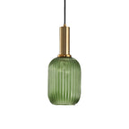 Lampa Wisząca Modernistyczna z Żebrowanym Kloszem Szklanym