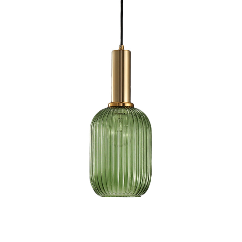 Lampa Wisząca Modernistyczna z Żebrowanym Kloszem Szklanym