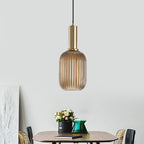 Lampa Wisząca Modernistyczna z Żebrowanym Kloszem Szklanym