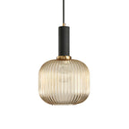 Lampa Wisząca Modernistyczna z Żebrowanym Kloszem Szklanym