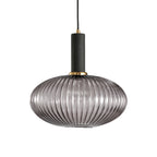 Lampa Wisząca Modernistyczna z Żebrowanym Kloszem Szklanym