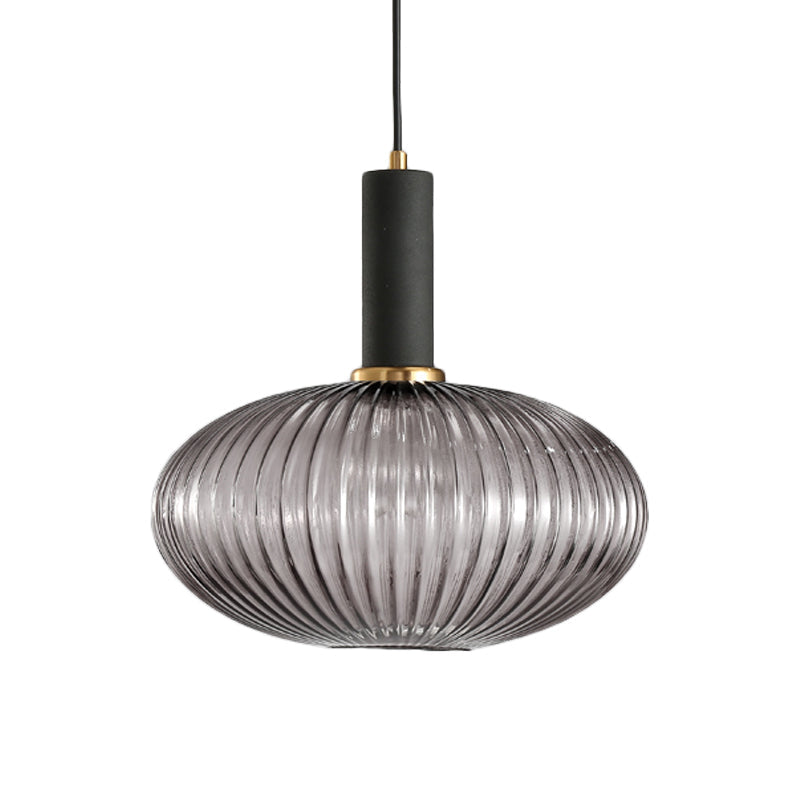 Lampa Wisząca Modernistyczna z Żebrowanym Kloszem Szklanym