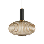 Lampa Wisząca Modernistyczna z Żebrowanym Kloszem Szklanym