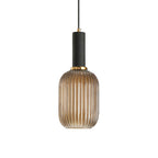 Lampa Wisząca Modernistyczna z Żebrowanym Kloszem Szklanym