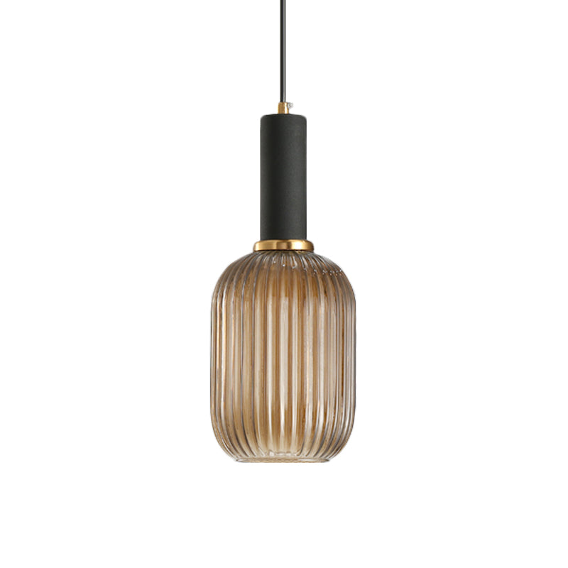 Lampa Wisząca Modernistyczna z Żebrowanym Kloszem Szklanym