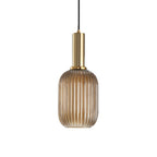 Lampa Wisząca Modernistyczna z Żebrowanym Kloszem Szklanym
