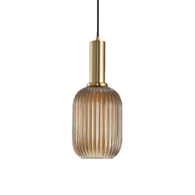 Lampa Wisząca Modernistyczna z Żebrowanym Kloszem Szklanym
