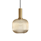 Lampa Wisząca Modernistyczna z Żebrowanym Kloszem Szklanym