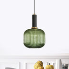 Lampa Wisząca Modernistyczna z Żebrowanym Kloszem Szklanym