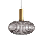 Lampa Wisząca Modernistyczna z Żebrowanym Kloszem Szklanym