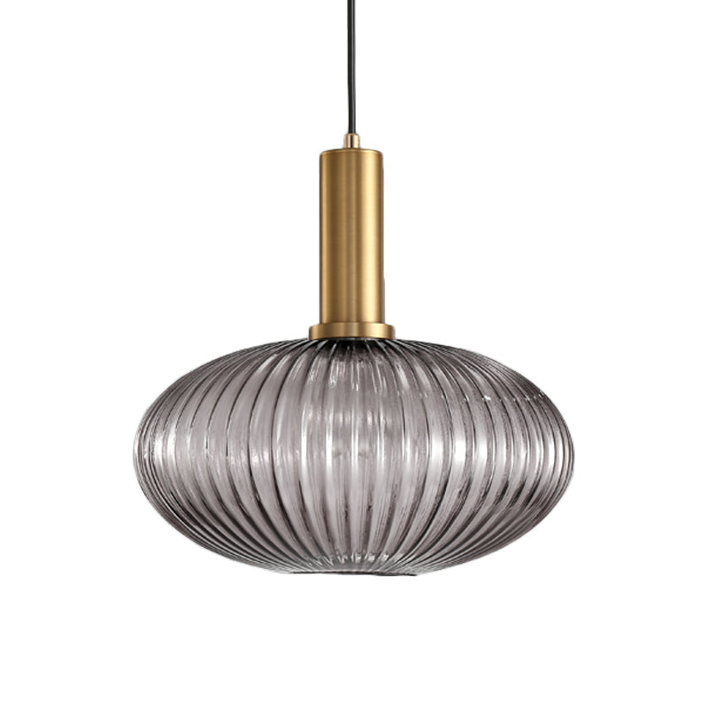 Lampa Wisząca Modernistyczna z Żebrowanym Kloszem Szklanym