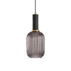 Lampa Wisząca Modernistyczna z Żebrowanym Kloszem Szklanym