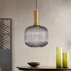Lampa Wisząca Modernistyczna z Żebrowanym Kloszem Szklanym