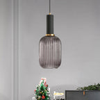 Lampa Wisząca Modernistyczna z Żebrowanym Kloszem Szklanym ##POS:62##