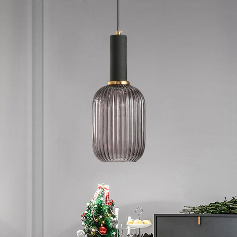 Lampa Wisząca Modernistyczna z Żebrowanym Kloszem Szklanym ##POS:62##