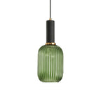 Lampa Wisząca Modernistyczna z Żebrowanym Kloszem Szklanym
