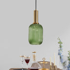 Lampa Wisząca Modernistyczna z Żebrowanym Kloszem Szklanym