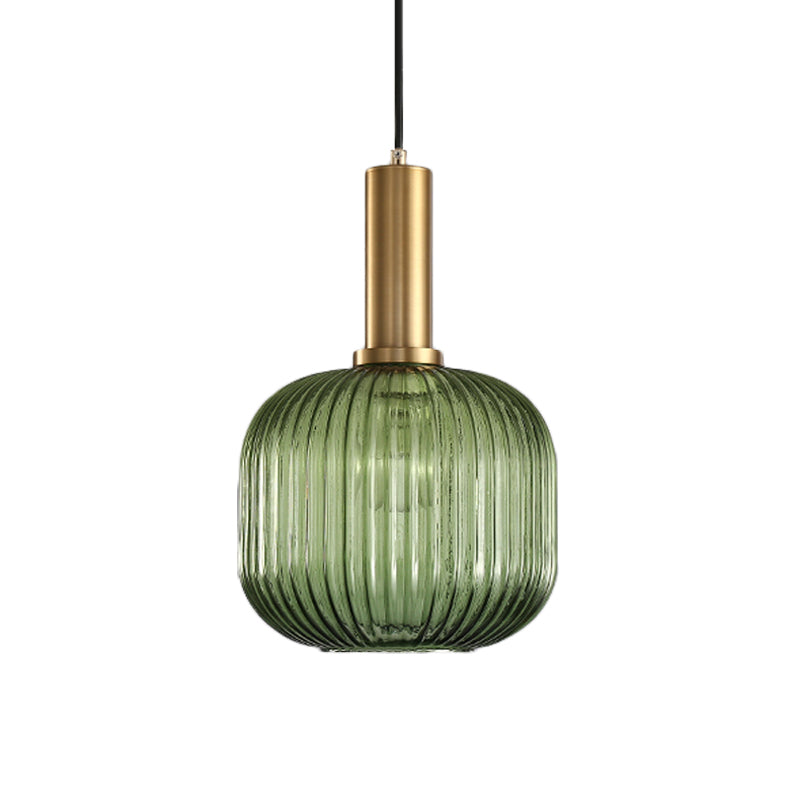 Lampa Wisząca Modernistyczna z Żebrowanym Kloszem Szklanym