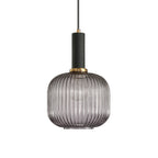 Lampa Wisząca Modernistyczna z Żebrowanym Kloszem Szklanym ##POS:68##