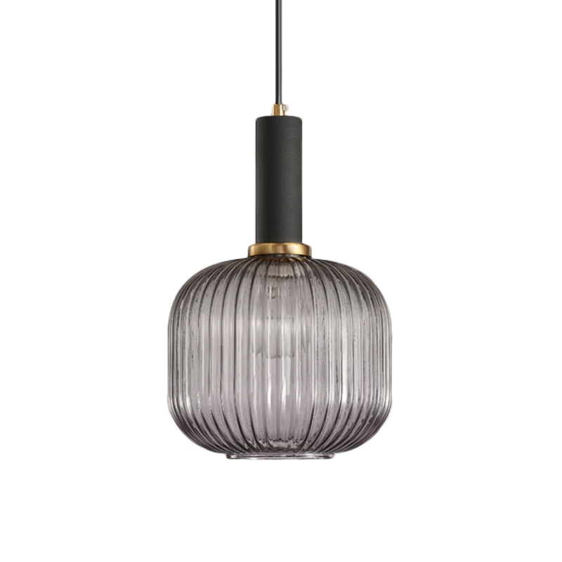 Lampa Wisząca Modernistyczna z Żebrowanym Kloszem Szklanym ##POS:68##